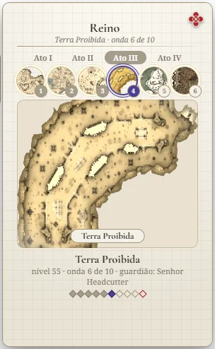 Página do Reino: os mapas do Ato III e o mapa da Terra Proibida com a onda atual